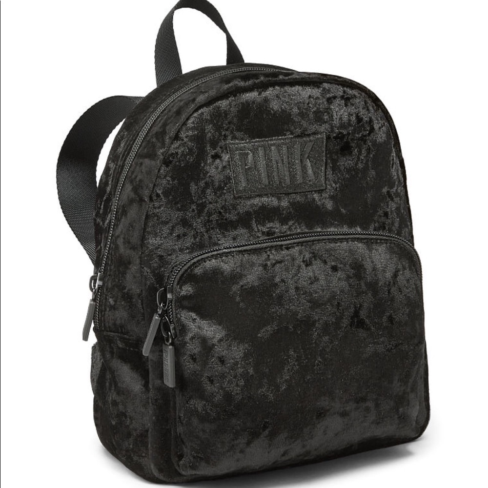 PINK mini velvet backpack
